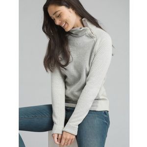 Prana Brandie Wool Mock Neck Sweater Bone Heather M